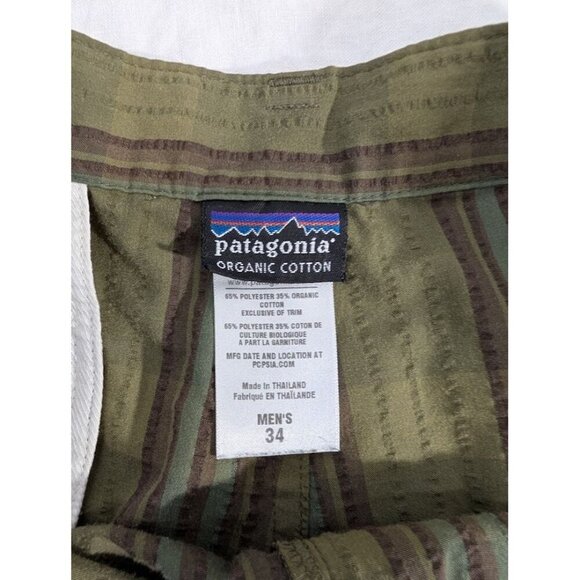 Patagonia Men's size 34 green & brown plaid shorts 10" inseam organic cotton L10 - Picture 5 of 7